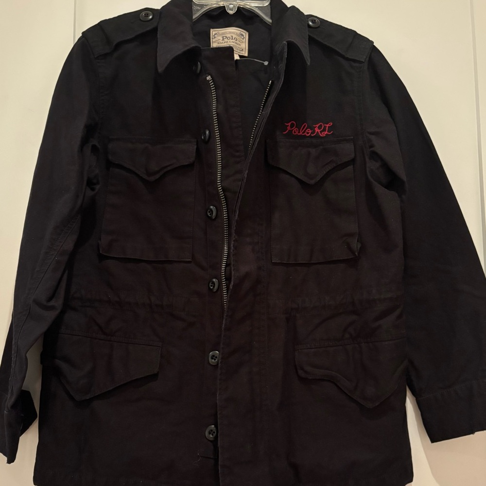 NWOT Polo RL Military Jacket In Black With Patterned Back in Small